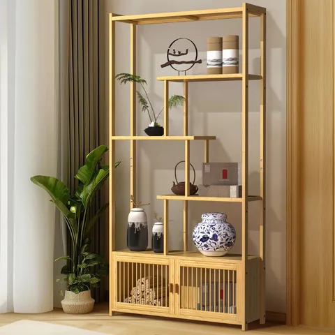 BOXED ANNECLIFFE 28cm H x 85.5cm W BAMBOO/RATTAN STANDARD BOOKCASE (1 BOX)