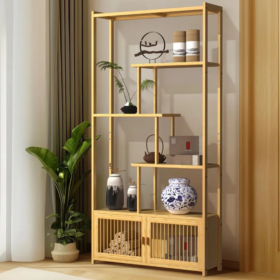 BOXED ANNECLIFFE 28cm H x 85.5cm W BAMBOO/RATTAN STANDARD BOOKCASE (1 BOX)