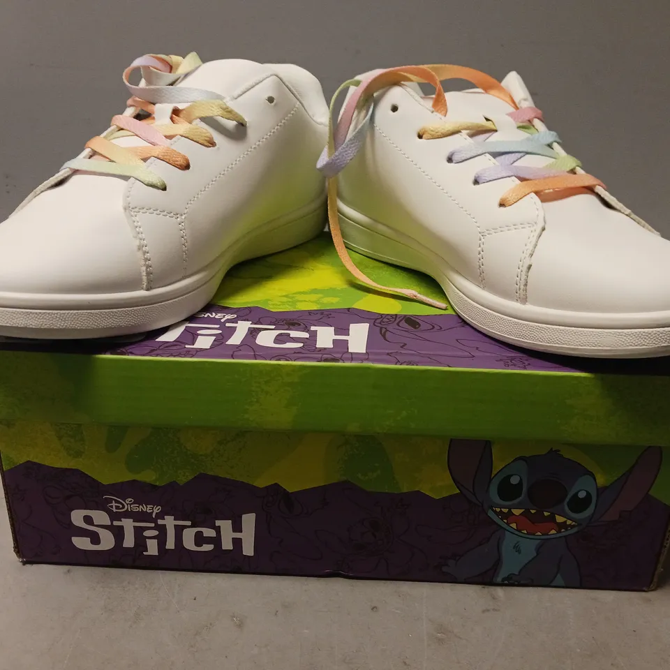 BOXED PAIR OF DISNEY STITCH SHOES IN WHITE EU SIZE 38