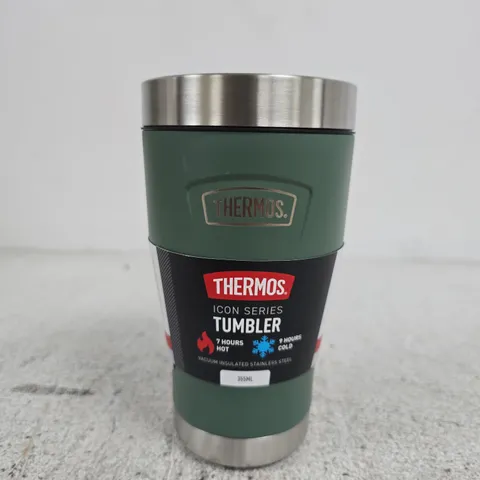 THERMOS ICON SERIES TUMBLER, GREEN WITH STAINLESS STEEL LID (355ML)