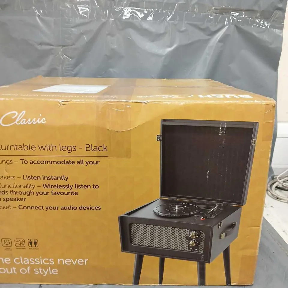 BUSH CLASSIC WOODEN TURNTABLE WITH LEGS - BLACK