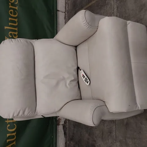 QUALITY BRITISH DESIGNER G PLAN NEWBURY POWER DUEL RISE/RECLINE EASY CHAIR REGENT CHALK LEATHER