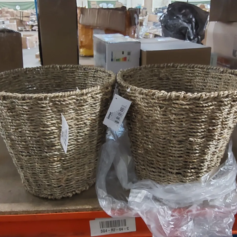 PAIR OF WICKER BINS