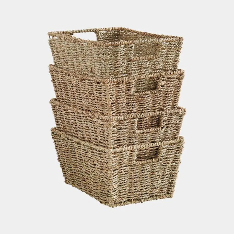 BOXED VONHAUS SEAGRASS STORAGE BASKETS - SET OF 4
