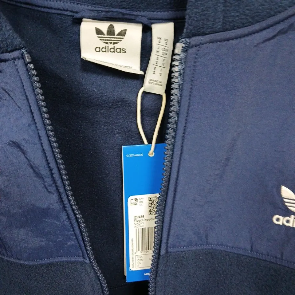 ADIDAS NAVY ZIP HOODIE WITH TREFOIL LOGO – FLEECE
