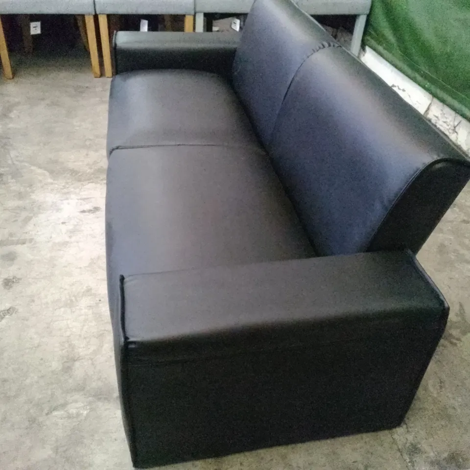 QUALITY DESIGNER ELLISON 3 SEATER SOFA - BLACK LEATHER
