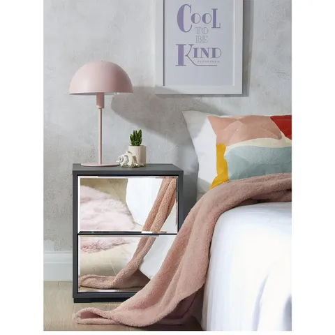 MILA MIRROR 2 DRAWER BEDSIDE IN WHITE - COLLECTION ONLY