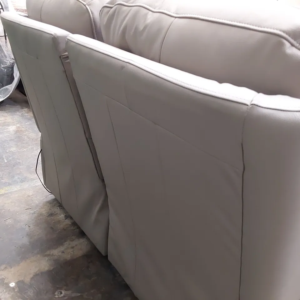 QUALITY BRITISH DESIGNER G PLAN KINGSBURY POWER RECLINING TWO SEATER SOFA OXFORD MUSHROOM LEATHER 