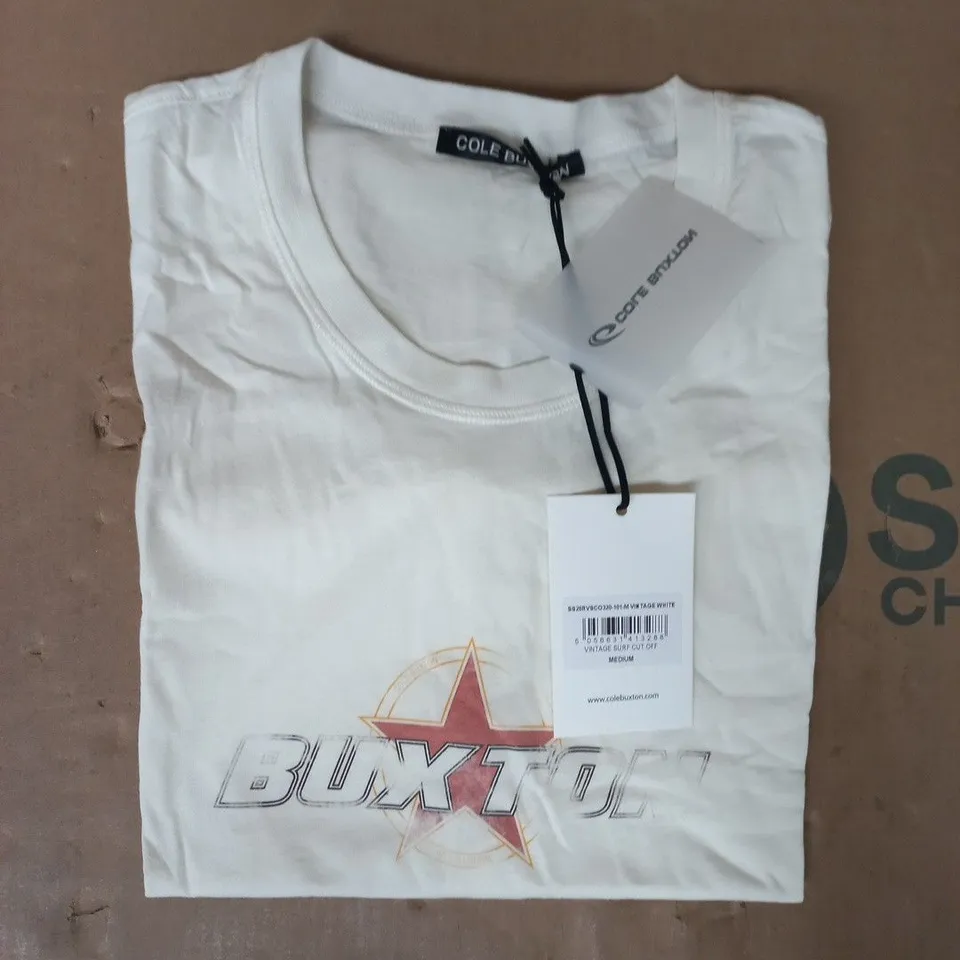 COLE BUXTON VINTAGE SURF CUT OFF T-SHIRT IN VINTAGE WHITE SIZE MEDIUM