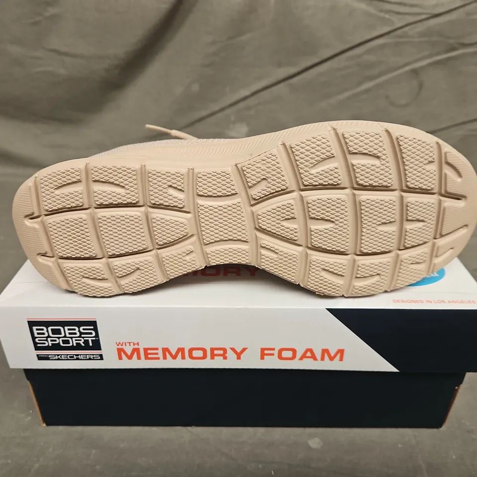 BOXED PAIR OF SKECHERS BOBS SPORT BEIGE TRAINERS -  SIZE 7