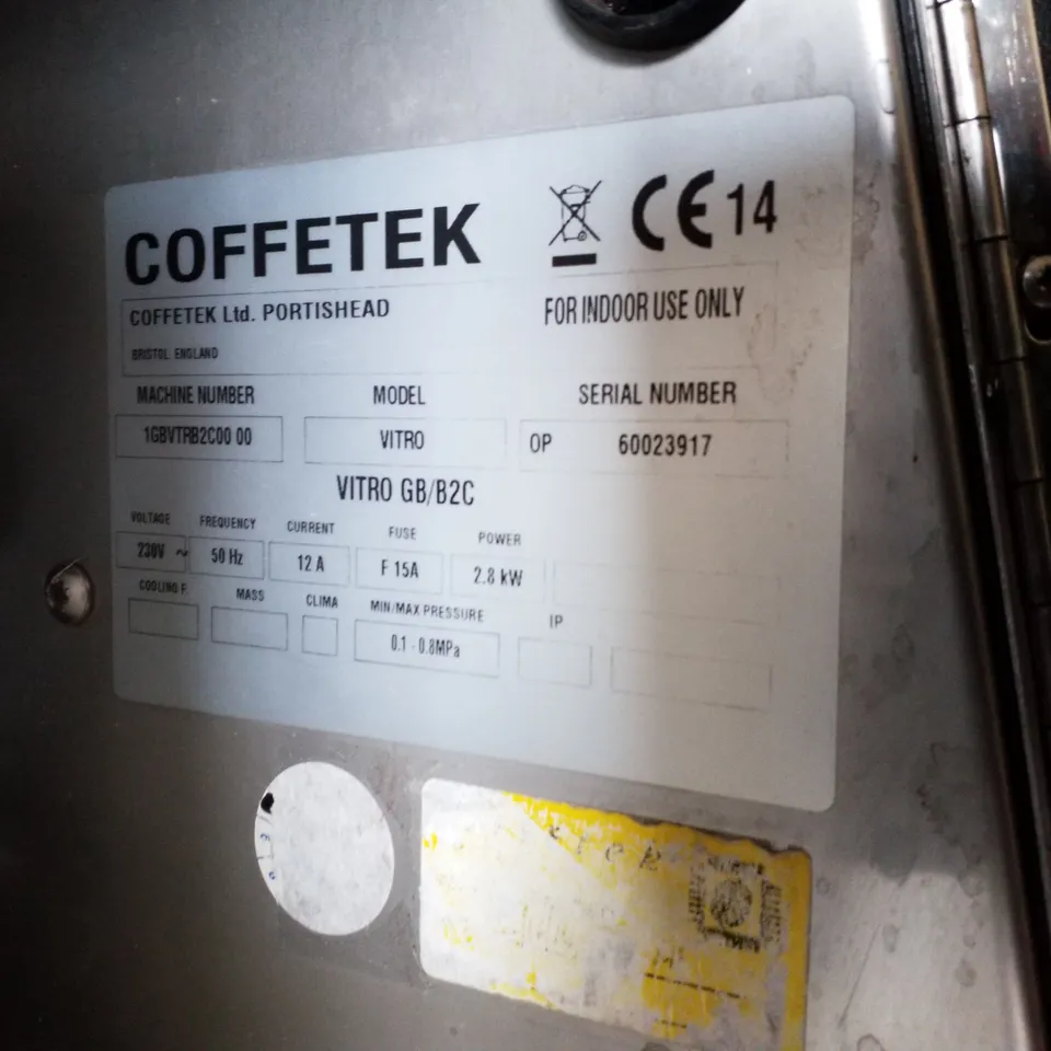 COFFETEK VITRO BEAN TO COFFEE MACHINE