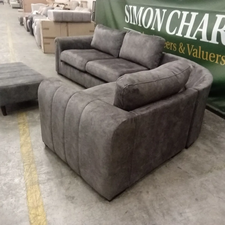 AMARA RIGHT HAND DOUBLE ARM CORNER GROUP WITH FOOTSTOOL - CHARCOAL RRP £3419