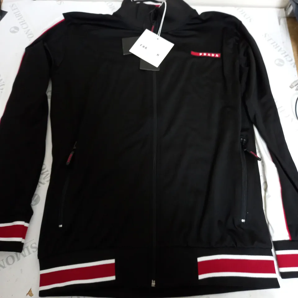PRADA ZIP UP JACKET IN BLACK - MEDIUM