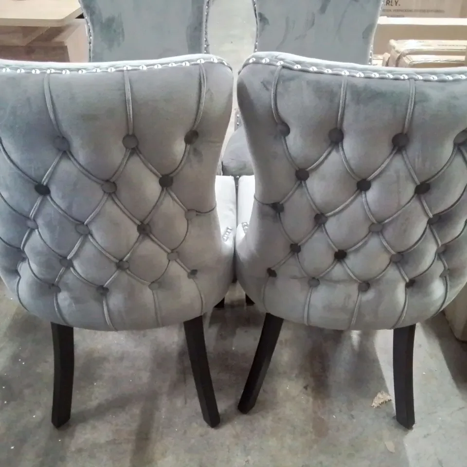 SET OF 4 UPHOLSTERED DINING CHAIRS - GREY