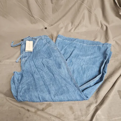 MINT VELVET TIE WAIST WIDE LEG JEANS IN MID INDIGO SIZE 12R
