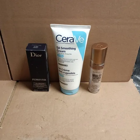 APPROXIMATEY 20 ASSORTED HEALTH AND BEAUTY PRODUCTS TO INCLUDERIMMEL MUTLI TASKER PRIMER, CERAVE SMOOTHING CREAM, DIOR FOREVER FOUNDATION ETC 