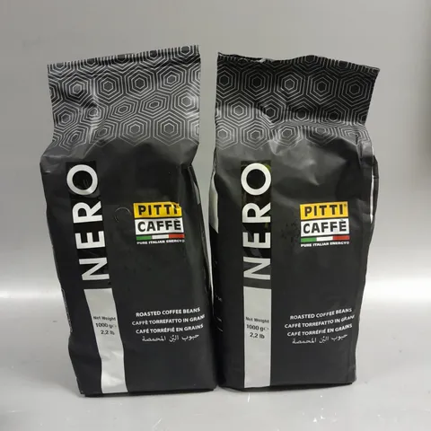 2 X SEALED PITTI CAFFE NERO ROASTED COFFEE BEANS - 2 X 1KG
