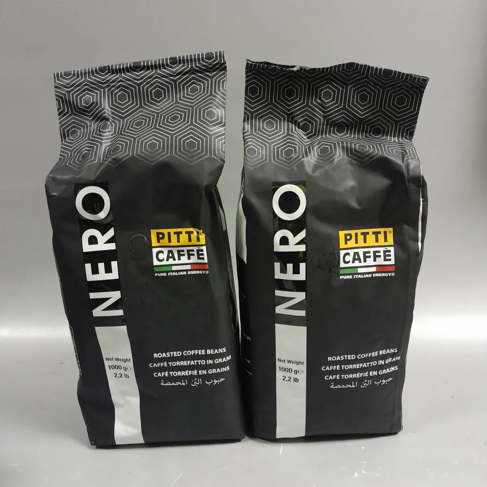 2 X SEALED PITTI CAFFE NERO ROASTED COFFEE BEANS - 2 X 1KG