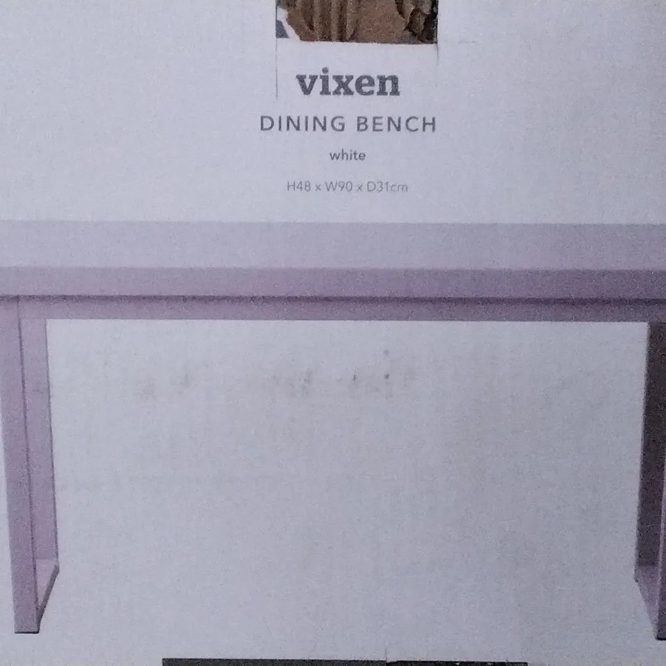 BOXED VIXEN DINING BENCH , WHITE  