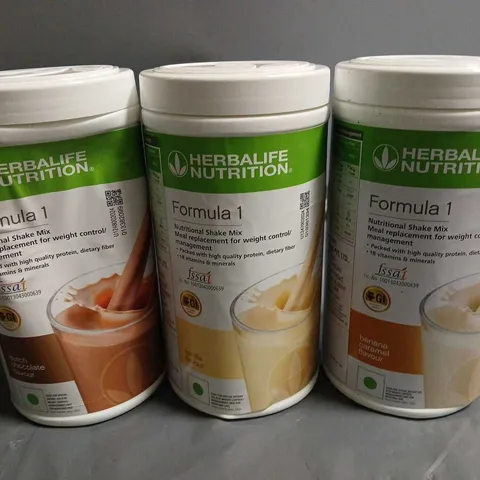 LOT OF 3 HERBALIFE NUTRITION FORMULA 1 NUTRITIONAL SHAKE MIX - BANANA CARAMEL / VANILLA AND CHOCOLATE