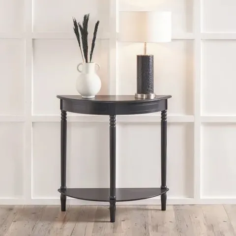 BOXED HERITAGE BLACK PINE WOOD HALF MOON CONSOLE TABLE (1 BOX)