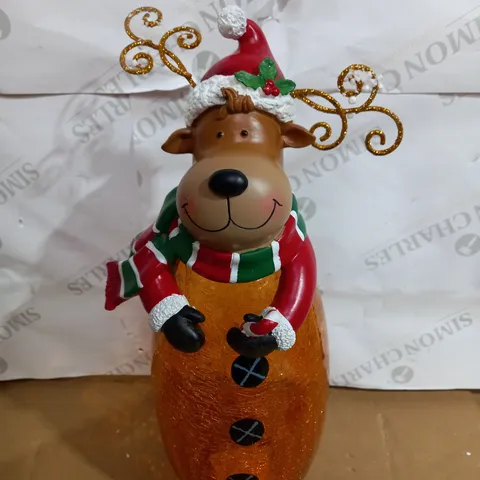FESTIVE PRE-LIT LARGE GLASS CHRISTMAS CHARACTER - REINDEER