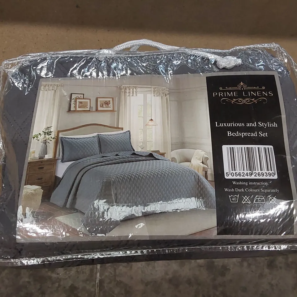 BAGGED ABBATE MICROFIBRE BEDSPREAD SET IN GREY - SINGLE (1 ITEM)