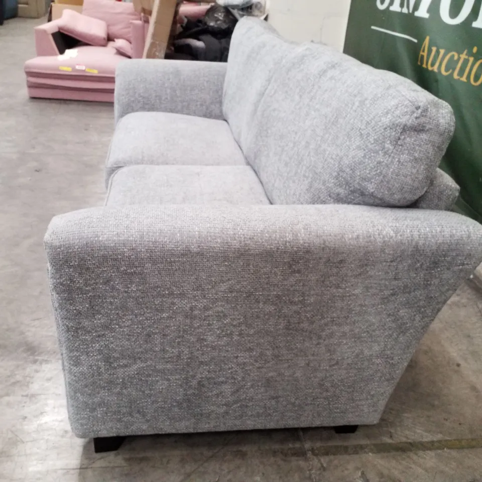 QUALITY DESIGNER 3 SEATER SOFA - GREY CHUNKY WEAVE FABRIC