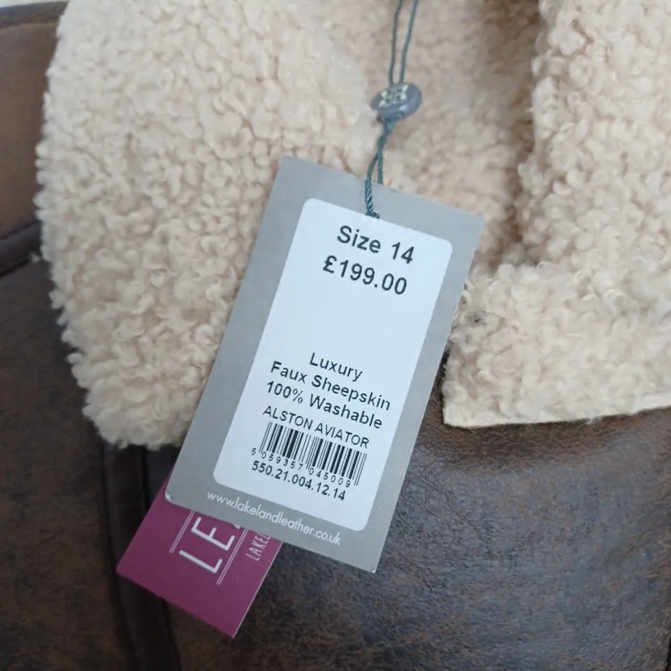LAKELAND LUXURY FAUX SHEEPSKIN ALSTON AVIATOR SIZE 14