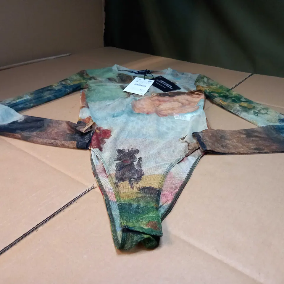 ZARA MESH LANDSCAPE BODYSUIT - SMALL