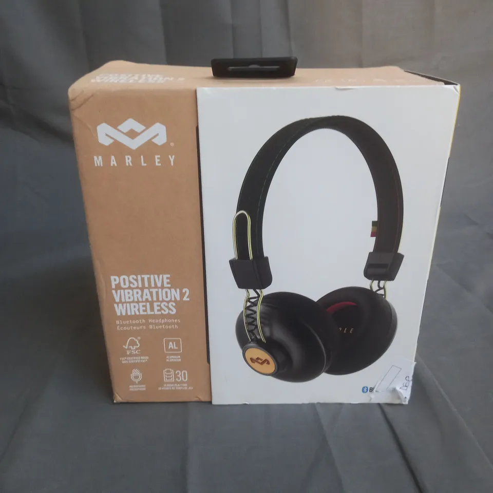 MARLEY POSITIVE VIBRATION 2 WIRELESS BLUETOOTH HEADPHONES IN BLACK 