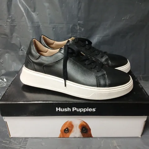BOXED PAIR OF HUSH PUPPIES CAMILLE LACE CUPSOLE WOMENS TRAINERS IN BLACK - UK 6