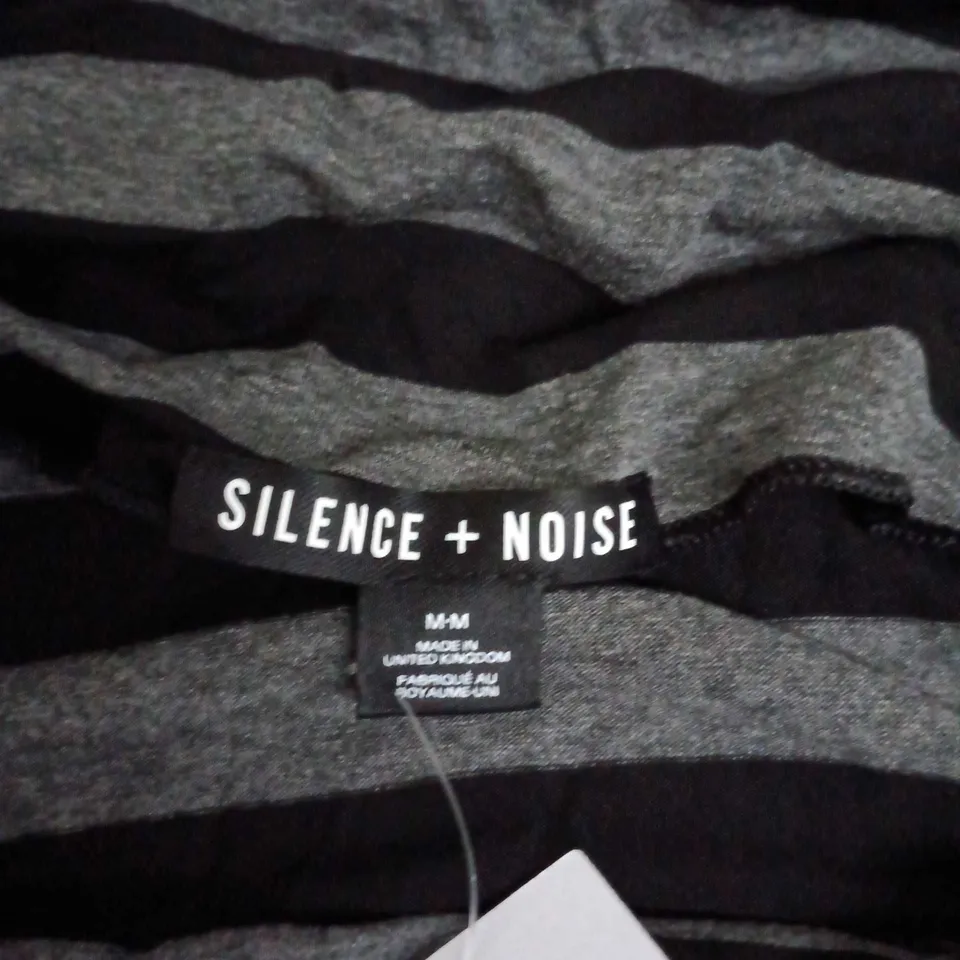 SILENCE + NOISE STRIPED DRAPED-NECK TOP - GREY/BLACK, URBAN OUTFITTERS (M)