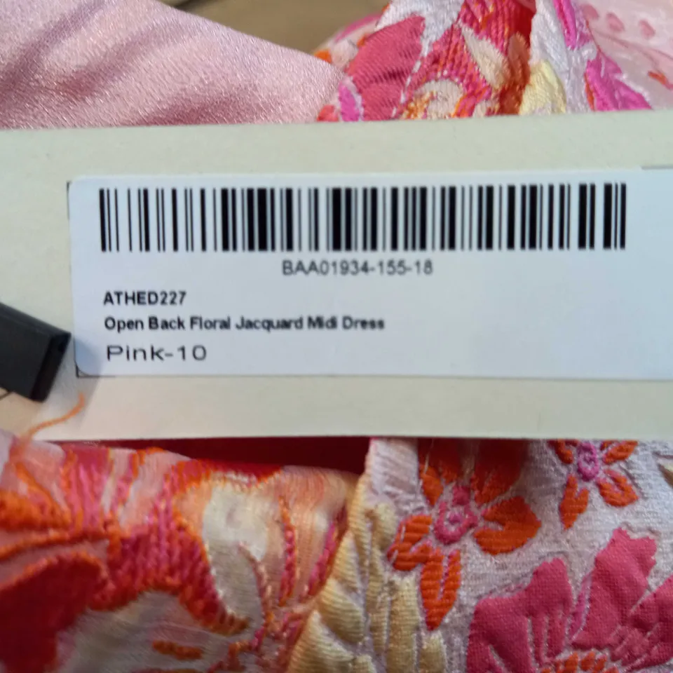 OASIS PINK FLORAL JAQURD MIDI DRESS - SIZE 10