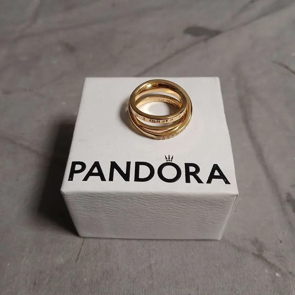 PANDORA GOLD-TONE STACKING RING – BOXED
