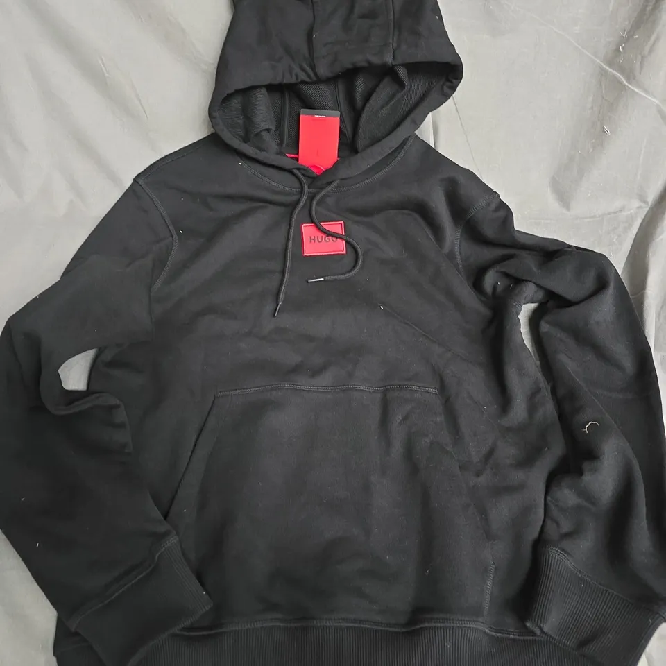 HUGO LOGO HOODIE IN BLACK - SMALL