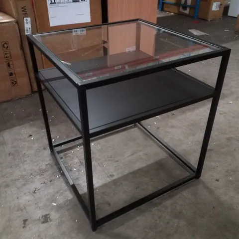 GLASS TOP FRAME END TABLE 