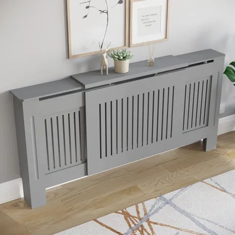 BOXED AMBERLIE PANEL ADJUSTABLE RADIATOR COVER HOME ENTRYWAY HALLWAY FURNITURE - GREY (1 BOX)