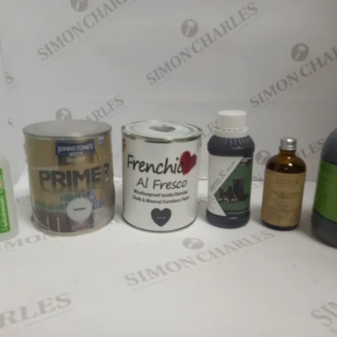 LOT OF APPROXIMATELY 25 ASSORTED HOUSEHOLD ITEMS, TO INCLUDE PAINT, ESSENTIAL OIL, ETC - COLLECTION ONLY