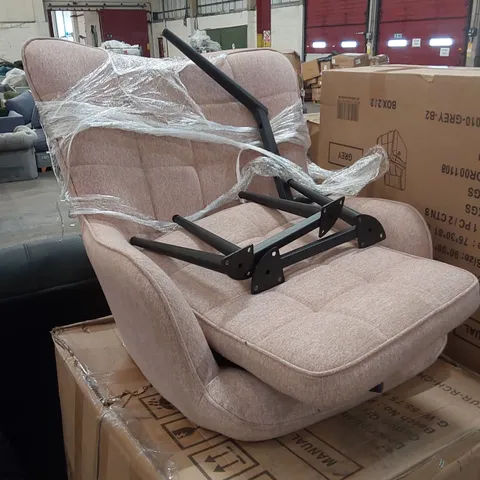 DESIGNER BLUSH FABRIC ACCENT CHAIR WITH FOOTSTOOL