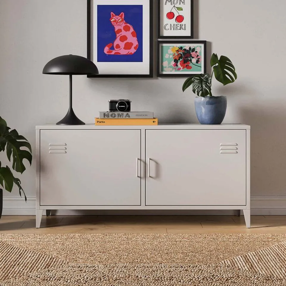 BOXED HELGA METAL LOW SIDEBOARD - STONE (1 BOX)