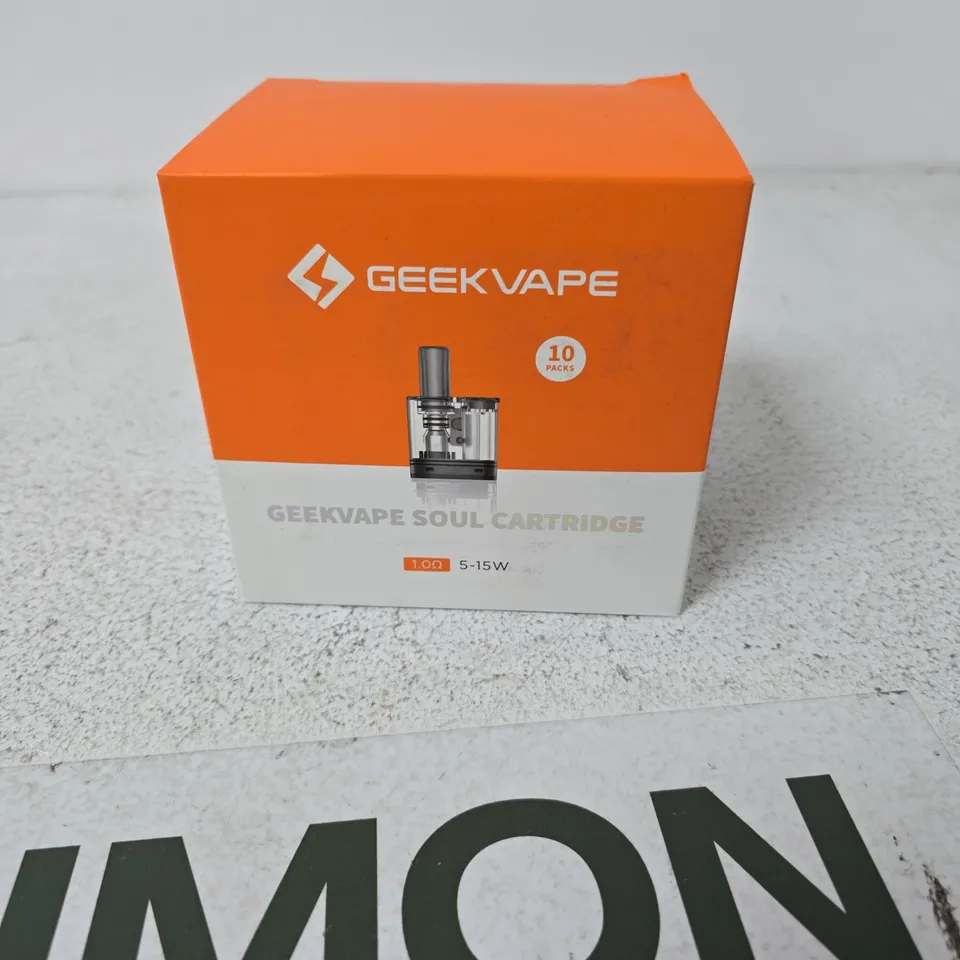 BOX OF APPROXIMATELY 5 X GEEKVAPE SOUL CARTRIDGE – 1.0Ω, 5–15W, PACK OF 10