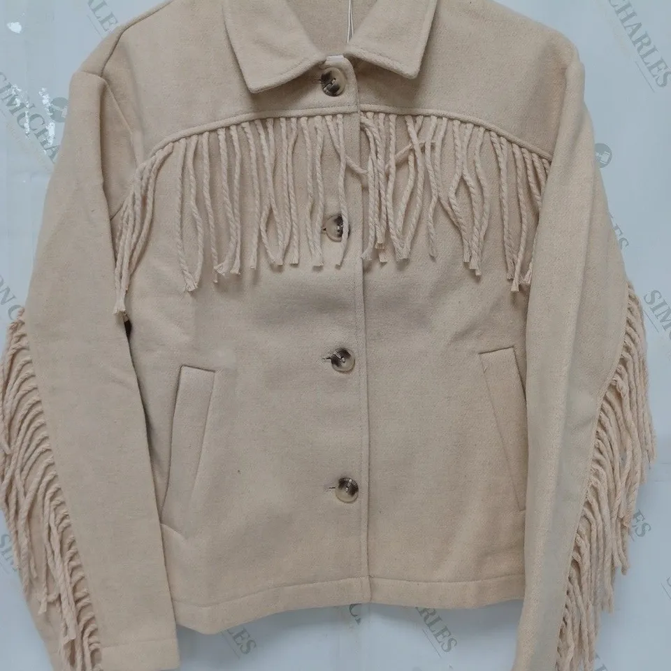 MNG KIDS FRINGE JACKET IN BEIGE - LARGE