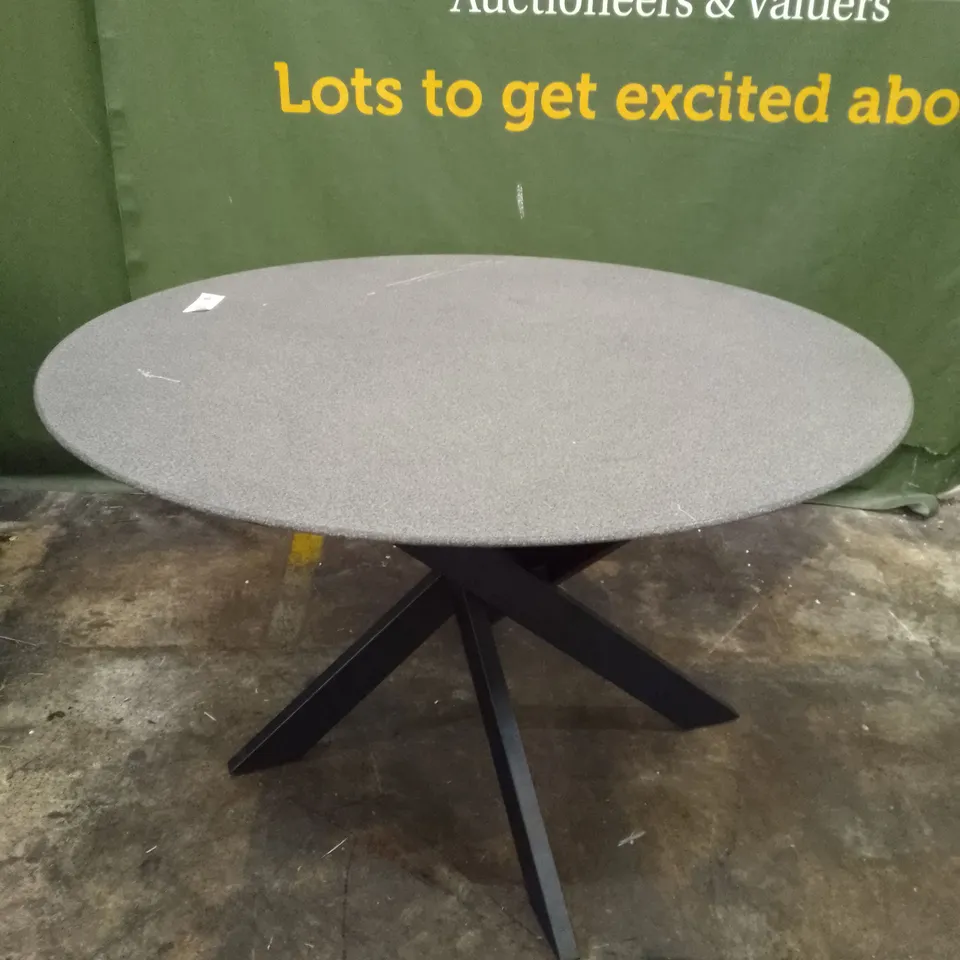 ROUND GREY MARBLE EFFECT DINING TABLE