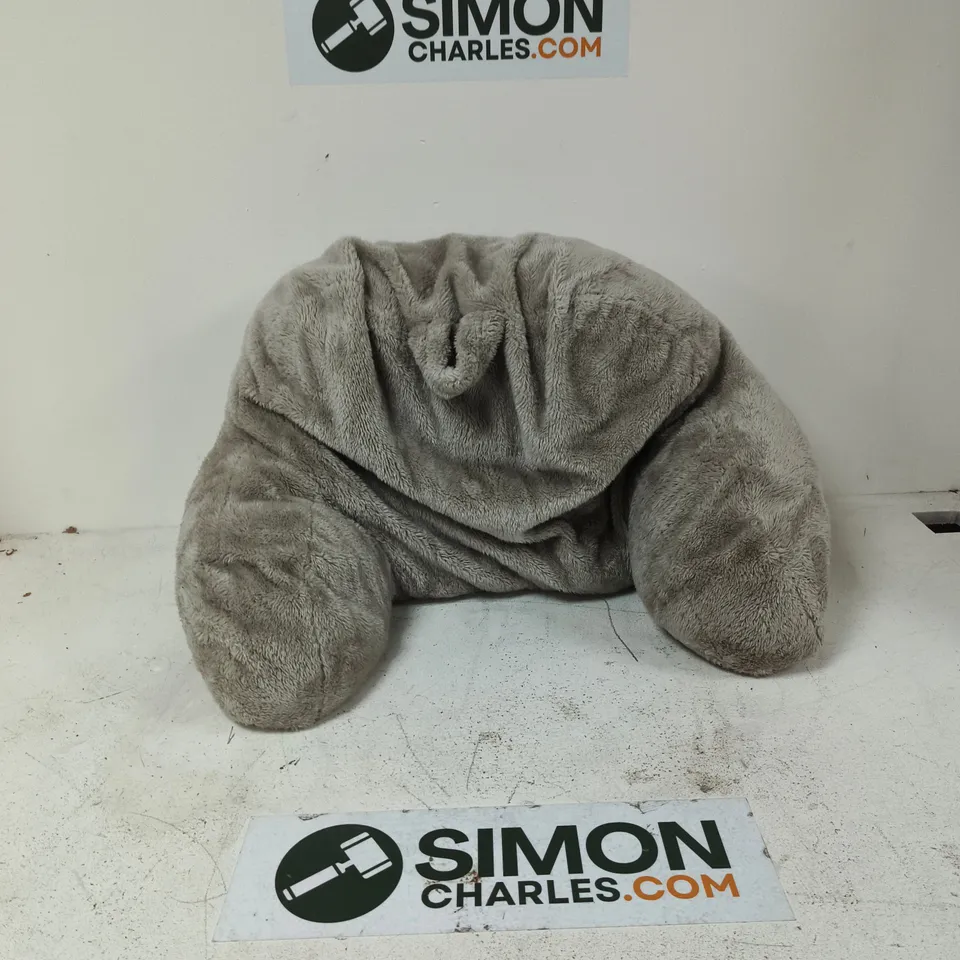 GREY FAUX FUR BACK PILLOW