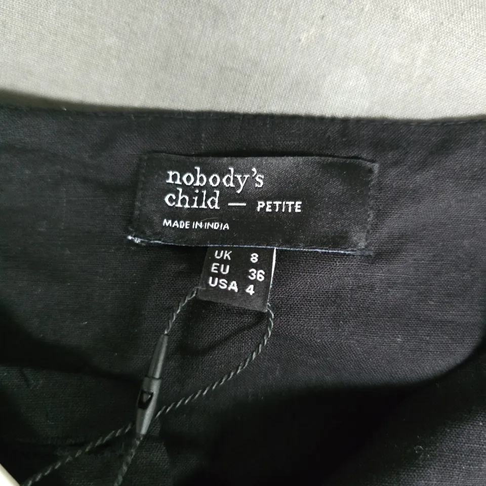 NOBODY'S CHILD PETITE BLACK DRESS UK 8 (EU 36, USA 4)