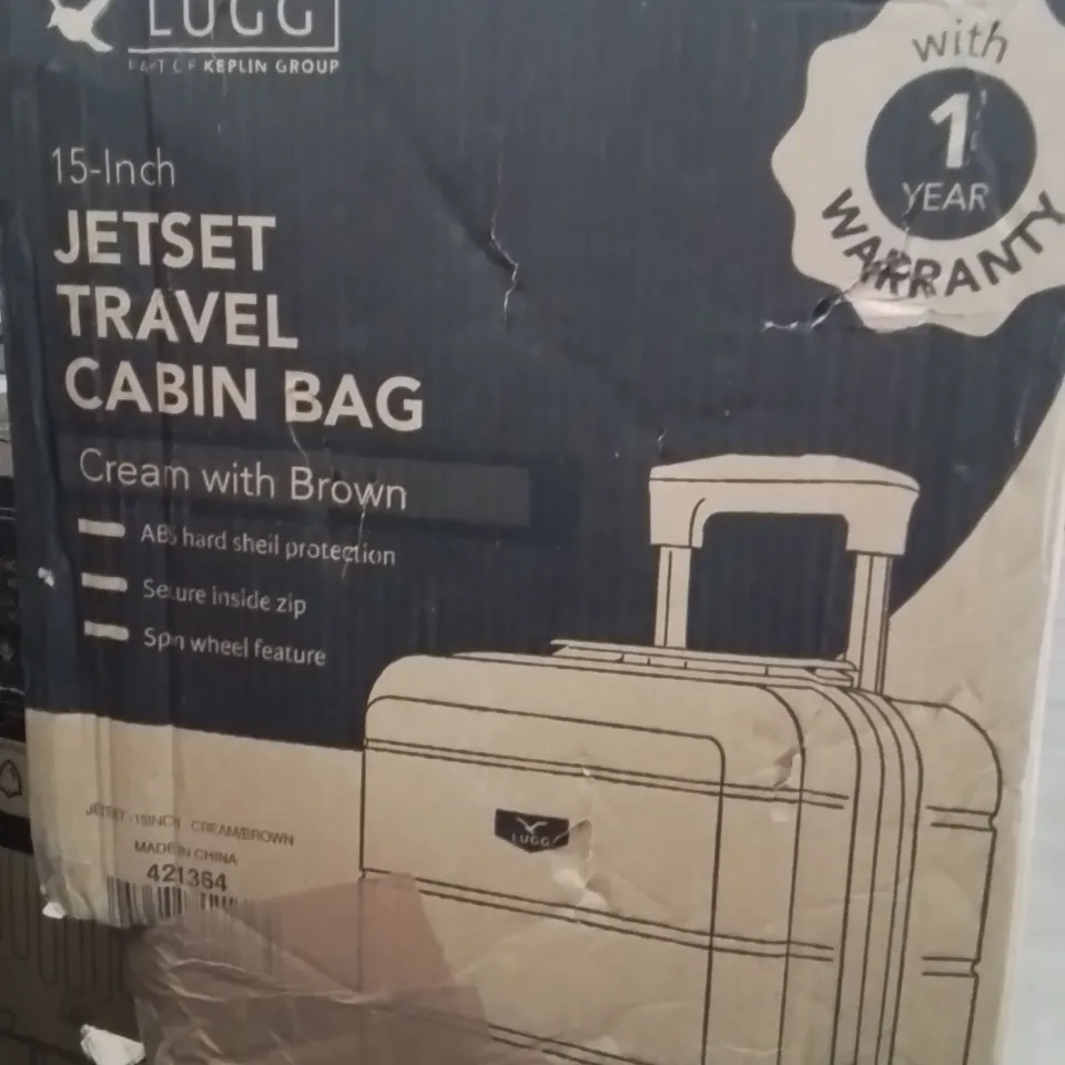 BOXED LUGG JETSET TRAVEL CABIN BAG CREAM&BROWN 