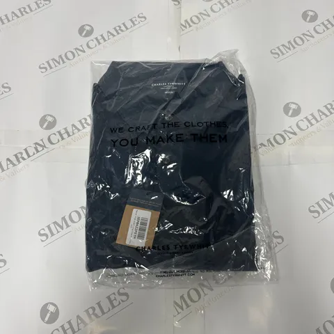 CHARLES TYRWHITT PLAIN LONG SLEEVED JERSEY POLO IN PETROL BLUE SIZE M