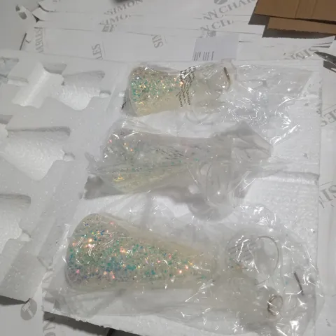 BOXED HOME REFLECTIONS SET OF 3 PRE-LIT GLASS ANGEL CANDLE HOLDERS