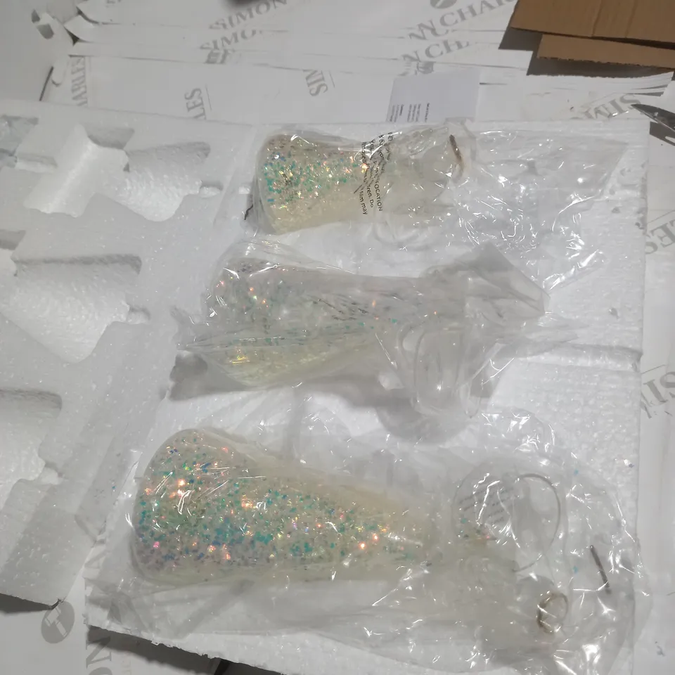 BOXED HOME REFLECTIONS SET OF 3 PRE-LIT GLASS ANGEL CANDLE HOLDERS